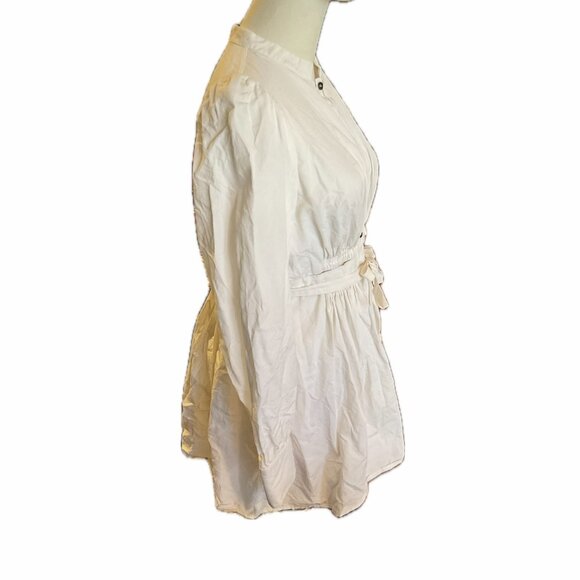 Yves Saint Laurent Ivory Cotton Dress F 42 Vintage with button skirt - Picture 2 of 14